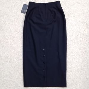 Dana Buchman Long Black Skirt w Buttons, Size 2P